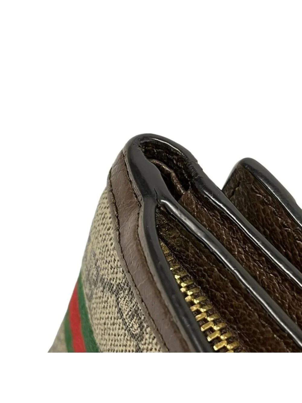 Gucci Trifold Wallet Ophidia Dark Brown Beige Multi Leather